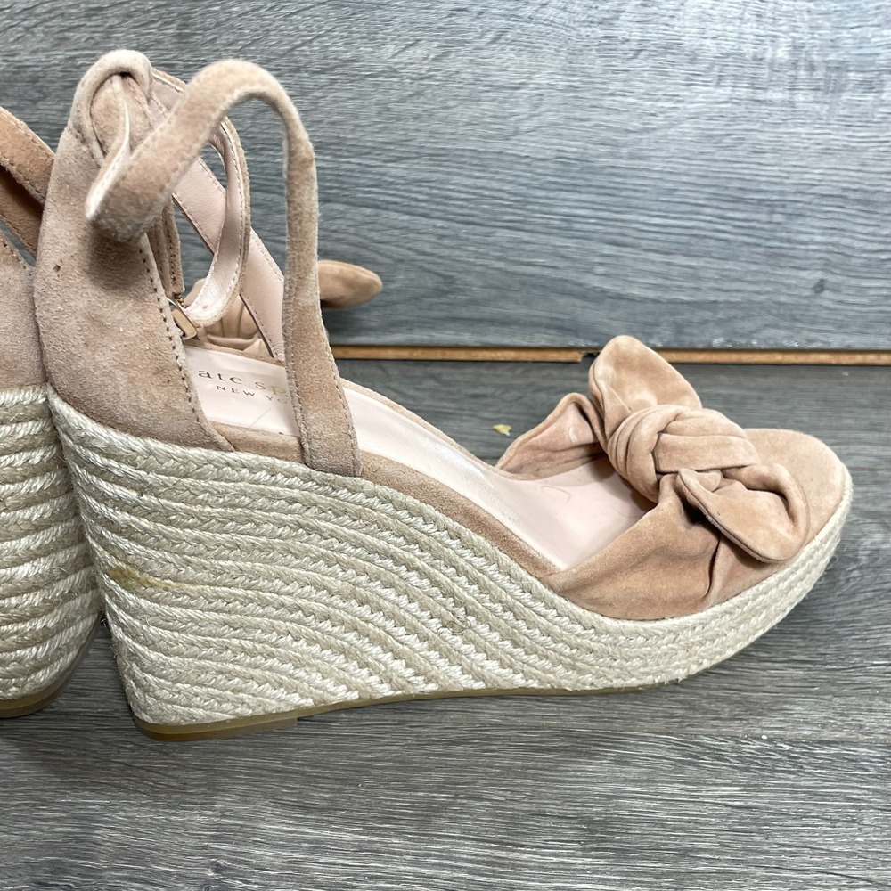 Kate Spade Sandals Womens 8 B Pink Leather Strap Espadrille Wedge Platform New - Picture 5 of 12